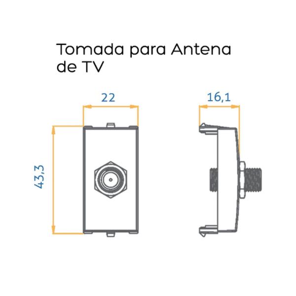 Imagem de Módulo Tomada Antena Tv - Sleek - Branco - 16044 - Margirius