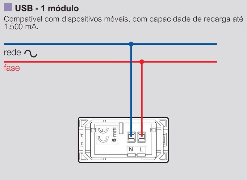 Imagem de Módulo Tomada Carregador USB 1,5A Branco 615088BC Pial Plus+