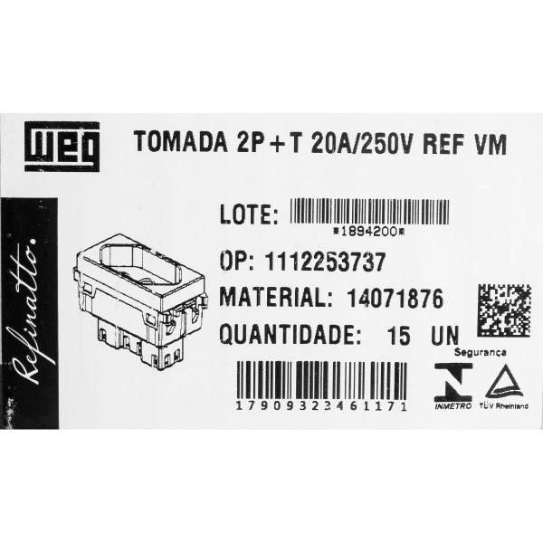 Imagem de Modulo Tomada de Energia 2P+T Refinatto 20A Weg Vermelho