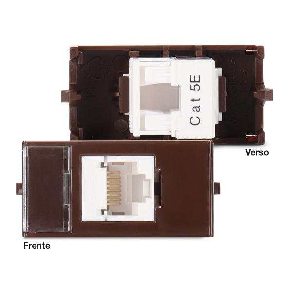 Imagem de Módulo Tomada Informática Rj45 Cat 5e Internet Marrom Margirius