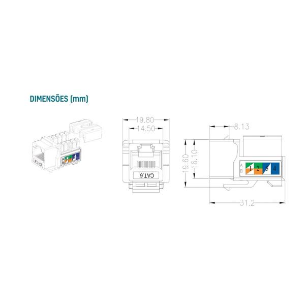 Imagem de Modulo Tomada Transmisso Dados RJ45 CAT6 Branco TRAMONTINA