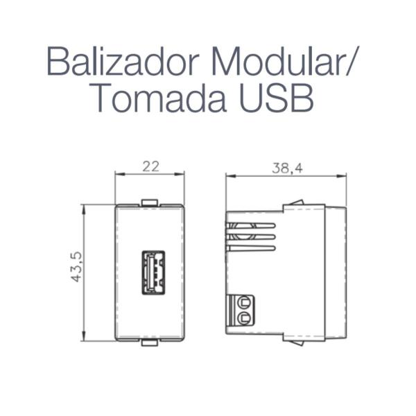 Imagem de Módulo Tomada USB 2A Bivolt Gris INFINITI 22341