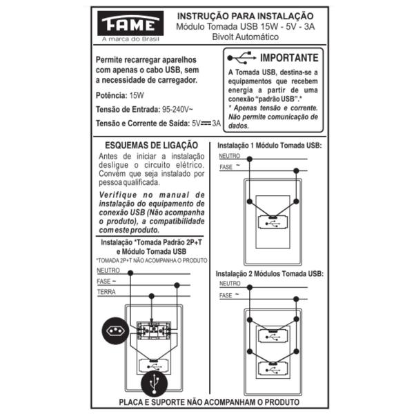 Imagem de Módulo Tomada Usb Fame Habitat/elegance 15w Branco