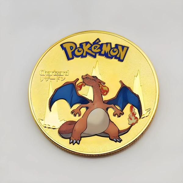 Imagem de Moedas Pokémon de Ouro - Mewtwo, Charizard, Pikachu - Brinquedos Colecionáveis