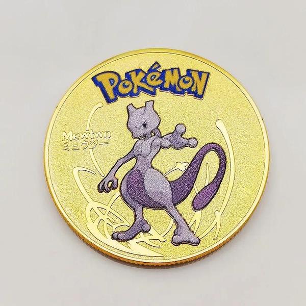 Imagem de Moedas Pokémon de Ouro - Mewtwo, Charizard, Pikachu - Brinquedos Colecionáveis