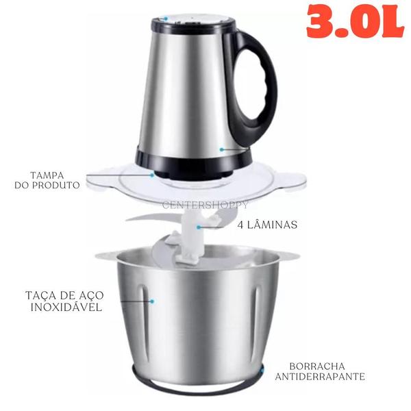 Imagem de Moedor 3L Inox, para carnes e legumes com facilidade!