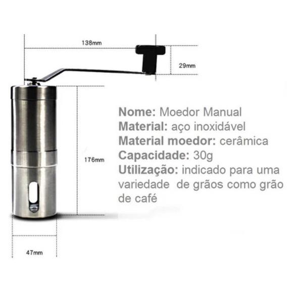 Imagem de Moedor Cafe Inox Manual Multi Graos Expresso Moagem Manivela