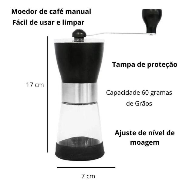 Imagem de Moedor Café Manual Capacidade Até 60 g Grãos Plástico Metal