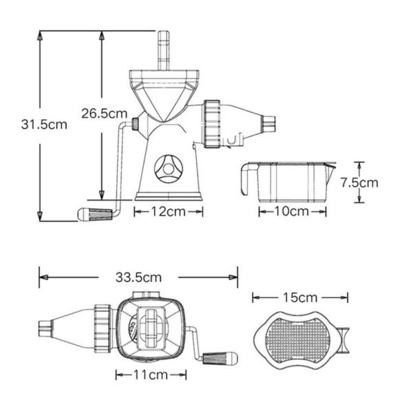 Imagem de Moedor Centrifuga Manual Espremedor Extrator Frutas Legumes Suco Juicer com Jarra