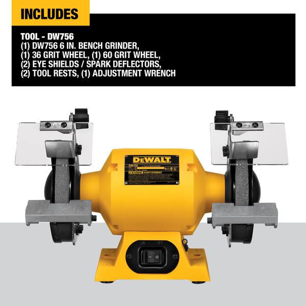 Imagem de Moedor de bancada Dewalt DW756 150mm 5/8HP Motor de indução