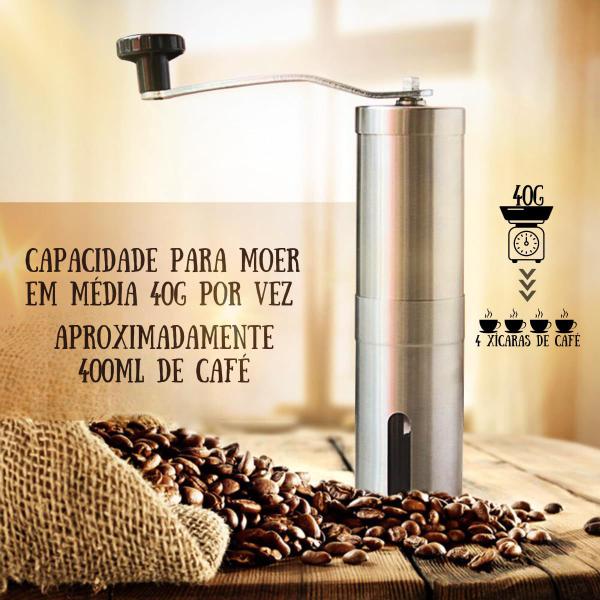 Moedor de Café Grãos Manual Inox Portátil Cerâmica - Novo Sec Imagem de Moedor de Café Grãos Manual Inox Portátil Cerâmica