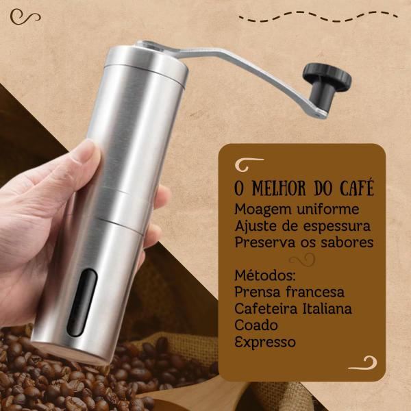 Moedor de Café Grãos Manual Inox Portátil Cerâmica - Novo Sec Imagem de Moedor de Café Grãos Manual Inox Portátil Cerâmica