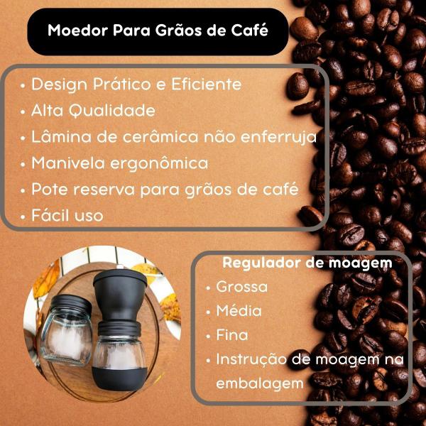 Imagem de Moedor De Café Lâmina Cerâmica Com Regulagem e Pote Reserva