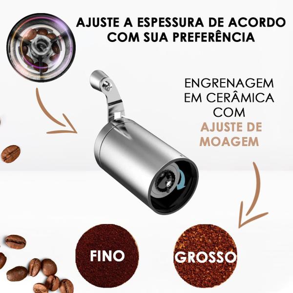 Imagem de Moedor De Café Manual Cerâmica Gourmet Em Inox Premium