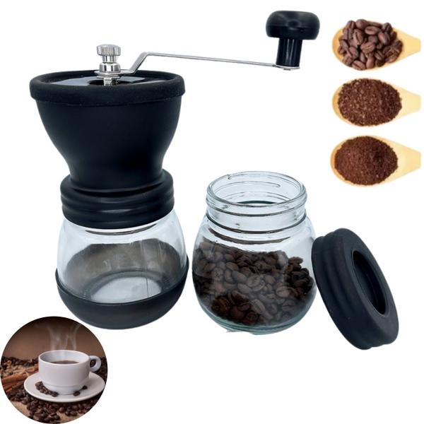 Imagem de Moedor de Café Manual com 2 Potes de Vidros Ajuste de Moagem de Grãos  em Cerrâmica 