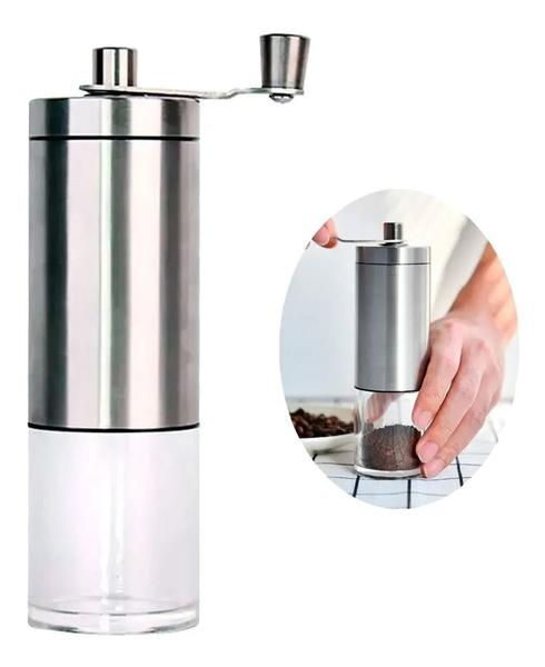 Imagem de Moedor De Café Manual Inox Com Manivela Giratória Moer Grãos