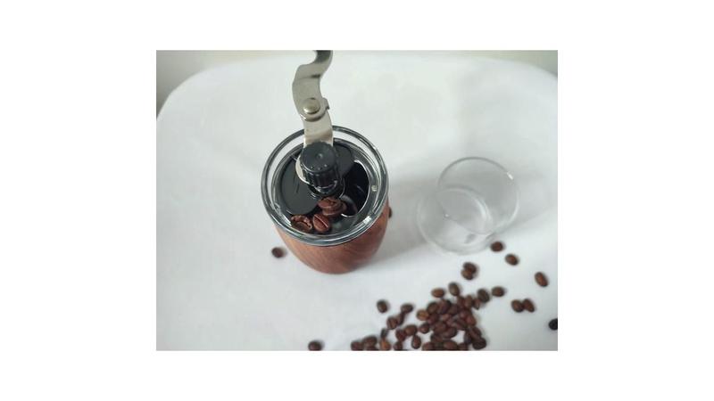 Imagem de Moedor De Café Manual Inox Com Recipiente Cor De Madeira