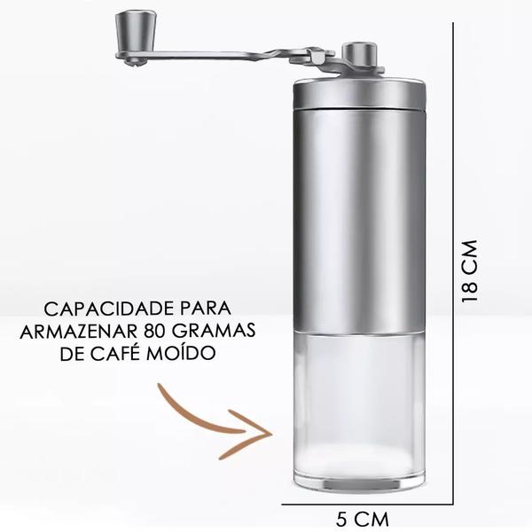 Imagem de Moedor De Café Manual Inox Manivela Giratória Moer Grãos 