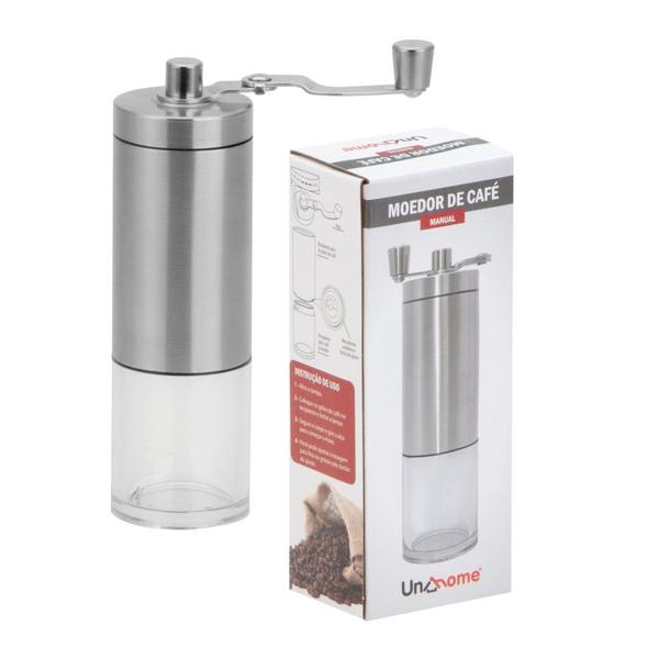 Imagem de Moedor de Café Manual Portátil  Aço Inox e Cerâmica, Ajuste de Moagem Fina ou Grossa, Fácil de Limpar