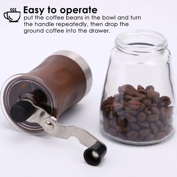 Imagem de Moedor de café manual portátil Spice Pepper Nuts Coffee Bean Grain Grinder Inoxidless steel Glass Washable Burr Coffee Milller Moedores de café manuais