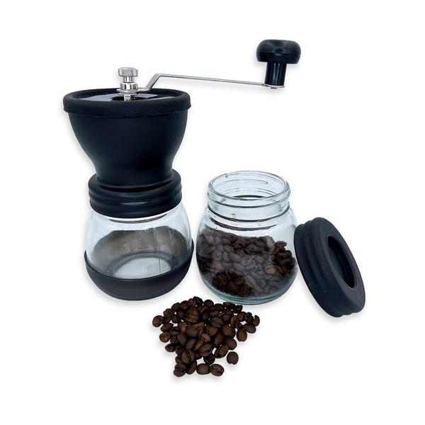 Imagem de Moedor de Café Manual Premium em Vidro, Plástico e Inox com Mecanismo de Cerâmica  Cor Preto