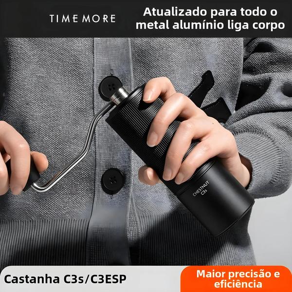 Imagem de Moedor de Café Manual TIMEMORE Chestnut C3S/C3ESP/S2C - Todo em Metal, Antiderrapante e Portátil