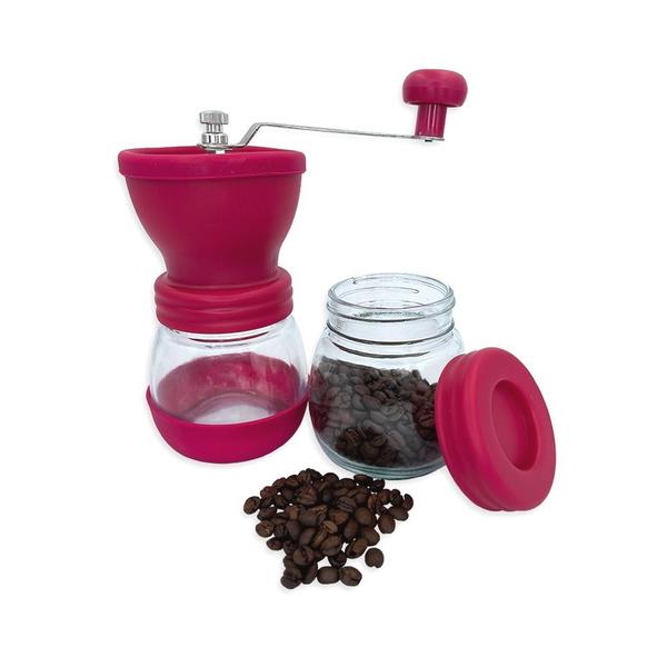 Imagem de Moedor de Café Manual Vidro e Inox Rosa com Regulagem