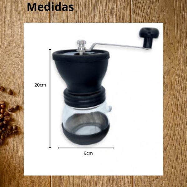 Moedor De Café Manual Vidro Plastico Inox C/ Porta Pó - Gater Imagem de Moedor De Café Manual Vidro Plastico Inox C/ Porta Pó