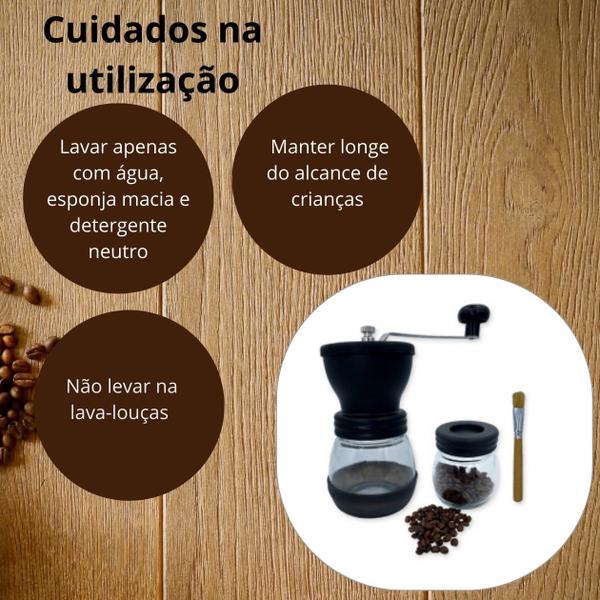 Moedor De Café Manual Vidro Plastico Inox C/ Porta Pó - Gater Imagem de Moedor De Café Manual Vidro Plastico Inox C/ Porta Pó