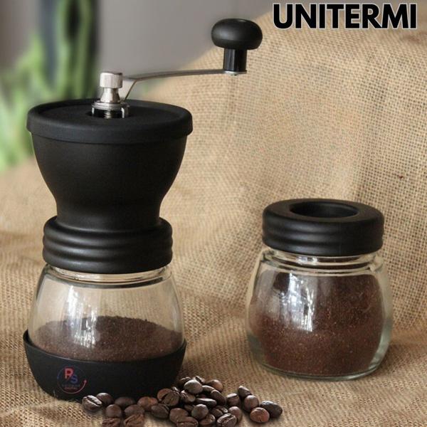 Imagem de Moedor De Café Manual Vidro Plastico Inox Ceramica - Marrom