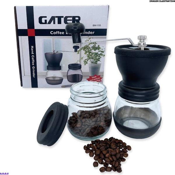 Imagem de Moedor De Café Manual Vidro Plastico Inox Ceramica - Preto