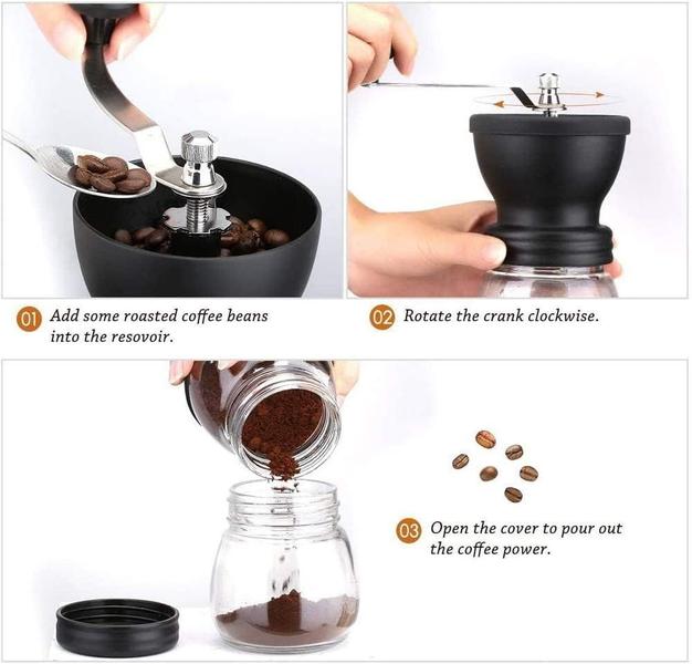 Imagem de Moedor De Café Manual Vidro Plastico Inox Ceramica - Preto