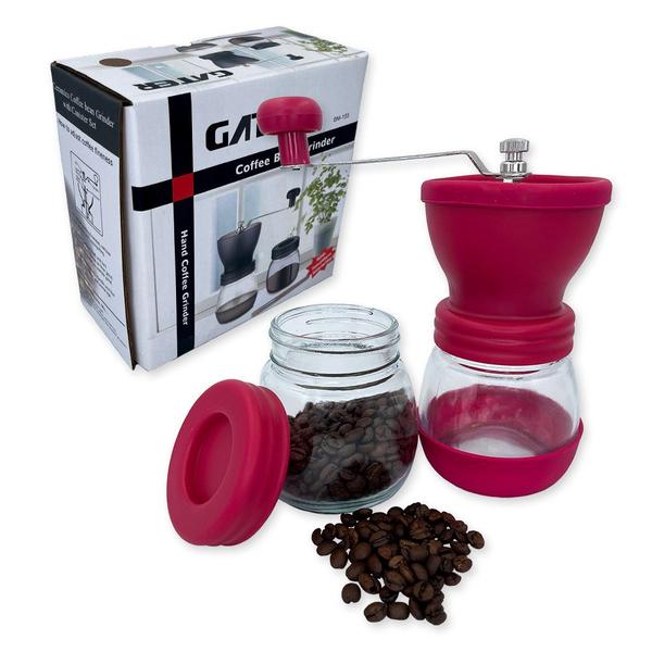 Imagem de Moedor De Café Manual Vidro Plastico Inox Ceramica Rosa