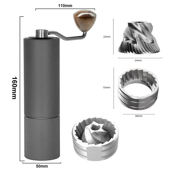 Imagem de Moedor de Café Triturador Grãos Gourmet Manual Profissional Ajustável Com Pincel Cozinha Portátil