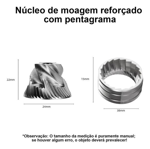 Imagem de Moedor de Café Triturador Grãos Gourmet Manual Profissional Ajustável Com Pincel Cozinha Portátil