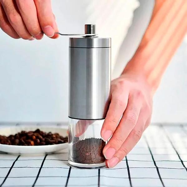 Moedor De Grãos Café Manual Portátil Inoxidável Desmontável - Compre Já Fácil Imagem de Moedor De Grãos Café Manual Portátil Inoxidável Desmontável
