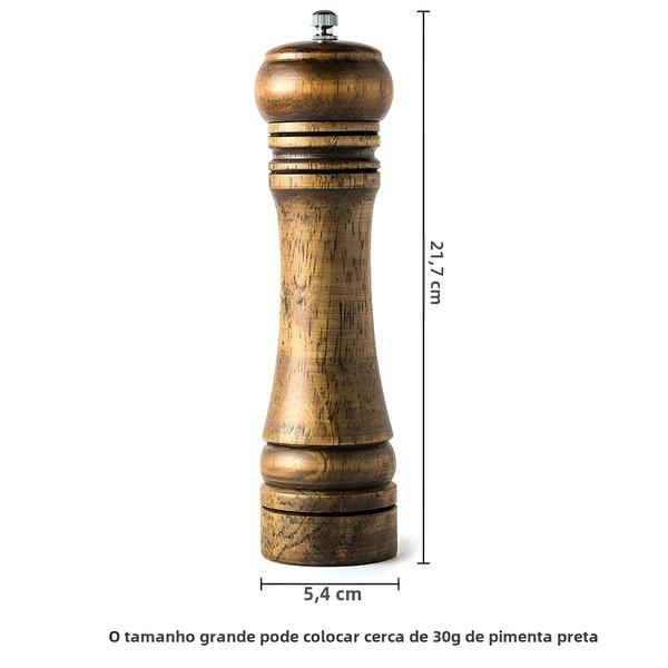 Imagem de Moedor de Sal e Pimenta Ajustável de Cerâmica e Madeira Maciça - 5, 8 e 10 Polegadas