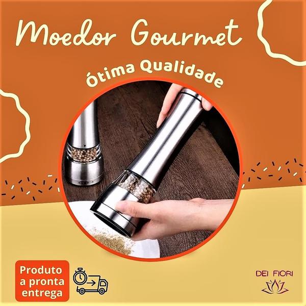 Imagem de Moedor De Sal E Pimenta Em Aço Inox Gourmet Temperos Premium