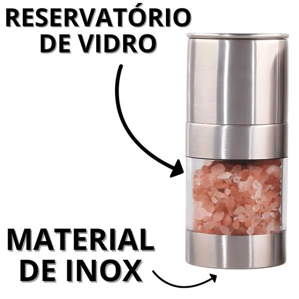 Imagem de Moedor De Sal e Pimenta Inox Saleiro De Cozinha Pimenteiro Triturador Manual Cozinha Pimentas