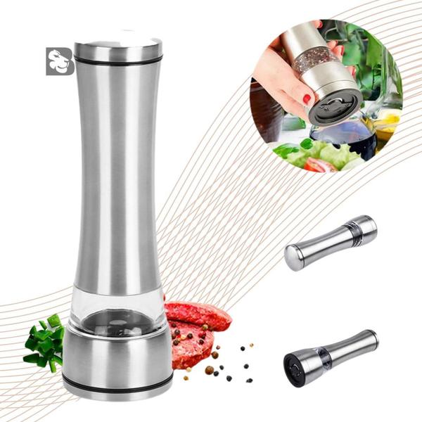 Imagem de Moedor de Sal e Pimenta para Moer Grãos Aço Inox Gourmet Grande Manual com Ajuste de Moagem