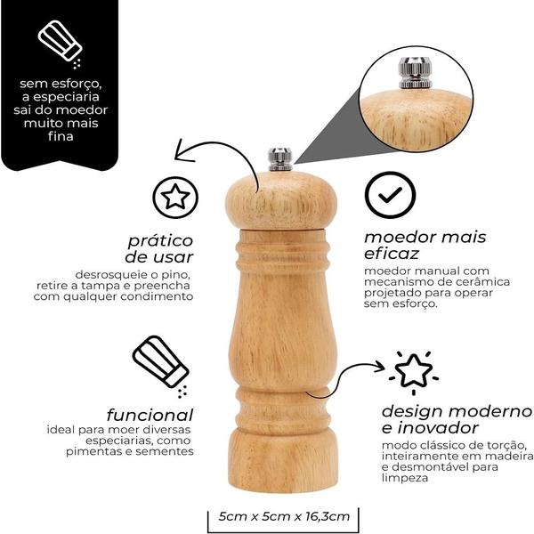 Imagem de Moedor de Sal e Pimenta Temperos Condimentos e Grãos Clink