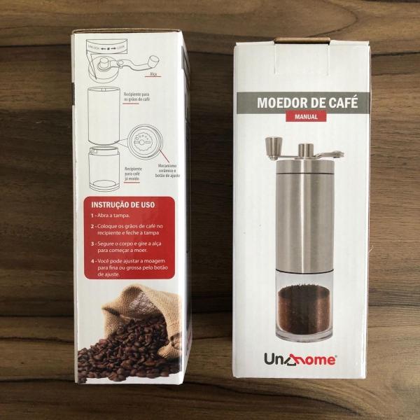 Imagem de Moedor Grãos De Café Fresco Manual Em Inox Moinho Cerâmica Portátil Moinho Desmontavel Maquina Mao