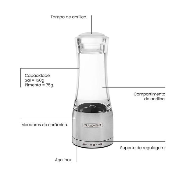 Imagem de Moedor Inox/Acrílico Sal e Pimenta Realce - Tramontina