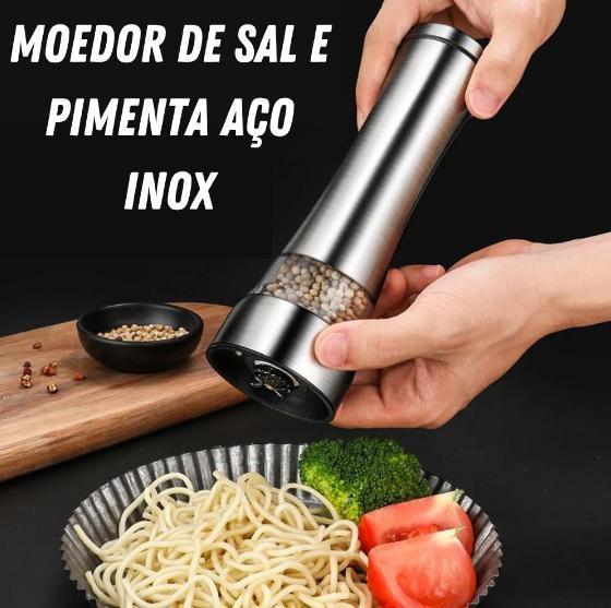 Imagem de Moedor Manual de Sal Grosso e Pimenta Ótima Qualidade! de 100% Aço Inox Gourmet Temperos