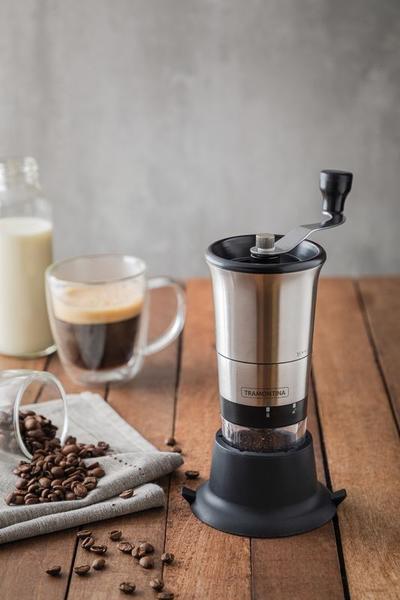 Imagem de Moedor para cafe realce em aco inox com copo de acrilico tramontina