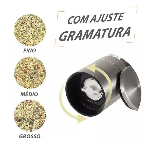 Imagem de Moedor Sal Grosso Pimenta Reino Tempero Condimento Gourmet 2 em 1 Conjunto Mesa Utensílio Cozinha Dosador Pimenteiro