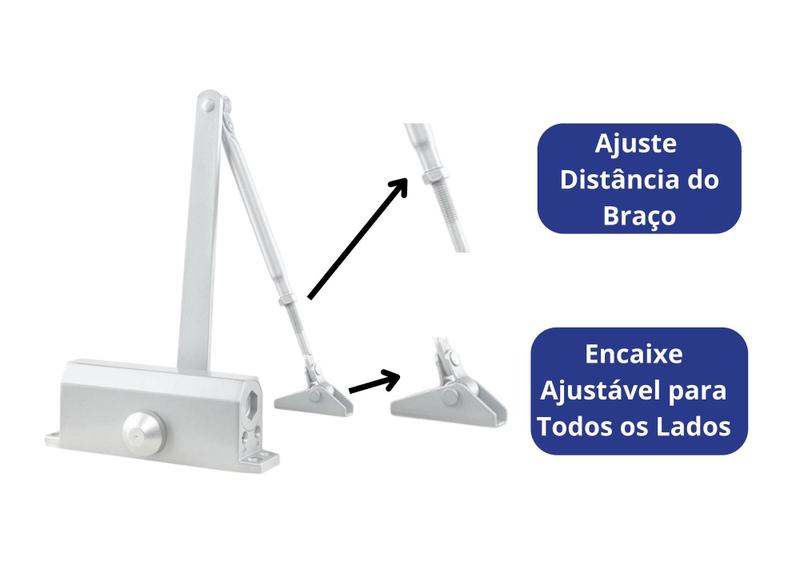 Imagem de Mola Aérea Hidráulica para Porta, Fechador Automático com Regulagem de Velocidade 45-60 Kgs Cerrata