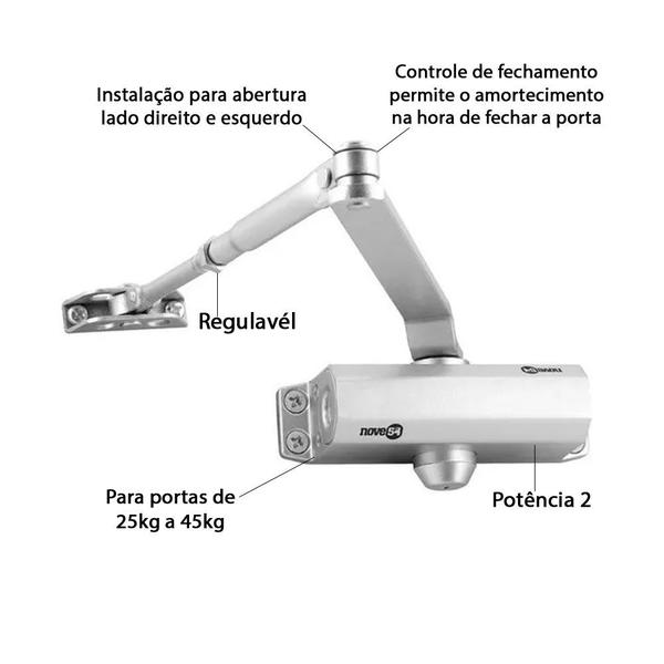 Imagem de Mola Aérea Hidráulica Para Portas de 25 á 45Kg Fechar Portas Suporte Porta Madeira Alumínio Vidro