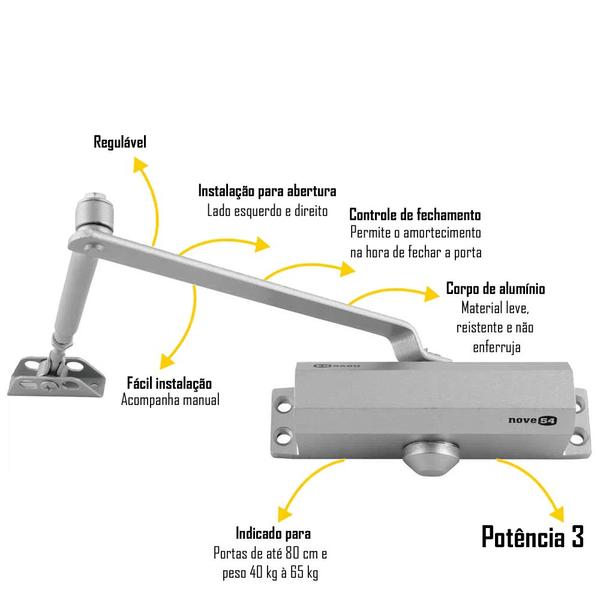 Imagem de Mola Aérea Prata Externa Interna 40 a 65 Kg Potência 3 Nove 54 By Vonder