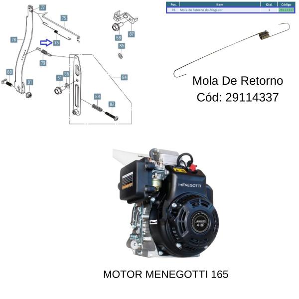 Imagem de Mola de Retorno do Afogador 29114337 P/ Motor Menegotti 165